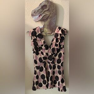 Tracy Reese Silk Polka Dot Ruffle Blouse